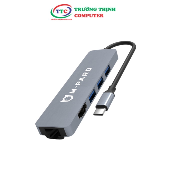 BỘ CHIA TH TYPE-C ->3USB 3.0 + HDMI + LAN 20CM MD084 M-PARD