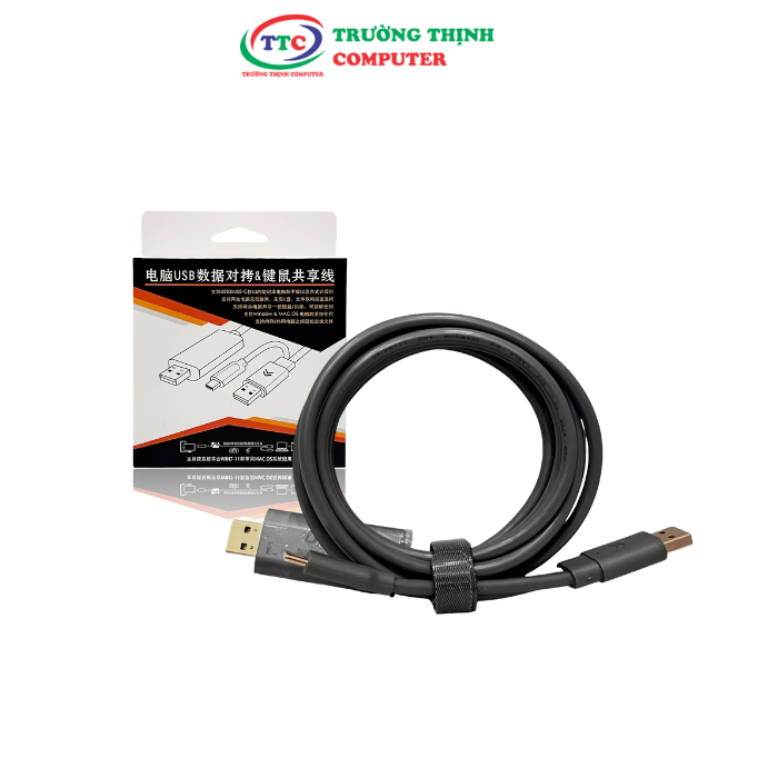 Cáp USB link 2.0 + Type-C dài 2m màu xám DTECH TB-2915