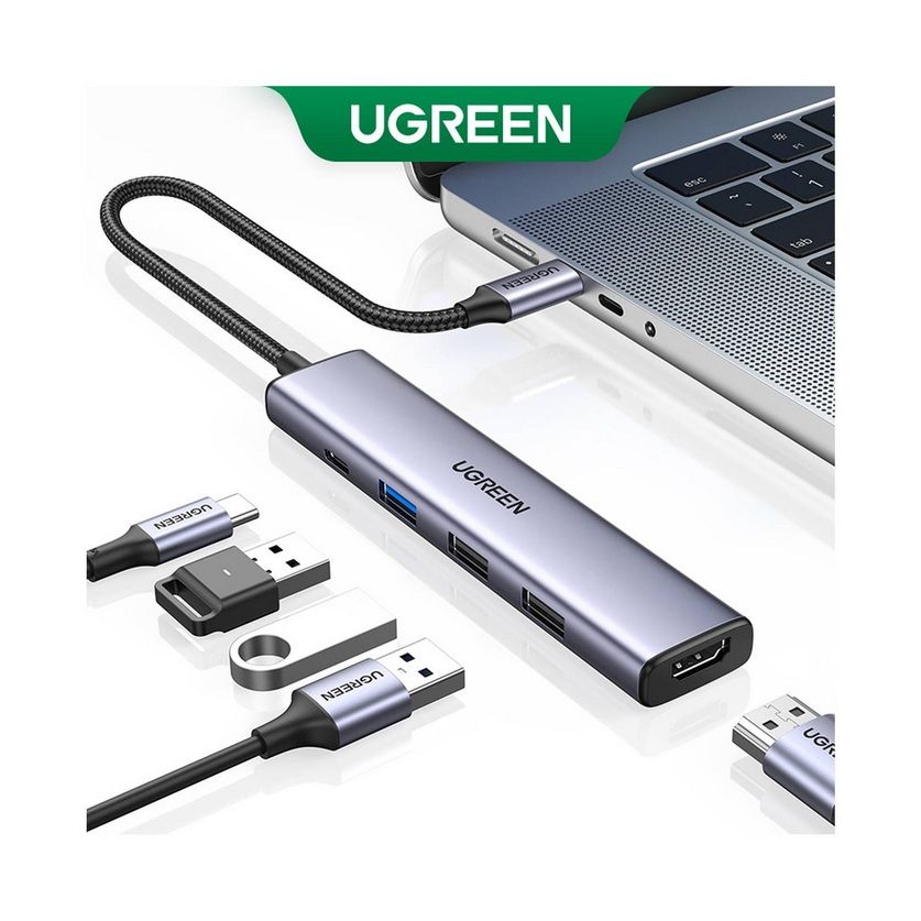 Bộ chuyển đổi Type C Ugreen 15495 HDMI 4K@30Hz, USB 2.0, USB 3.0, Sạc PD 100W