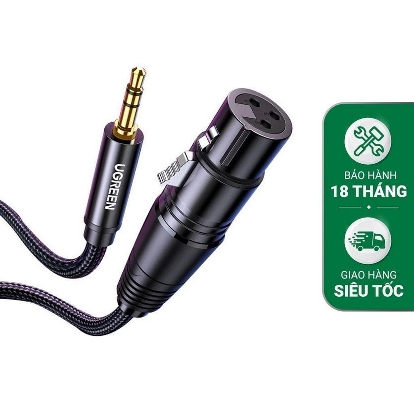 Cáp Audio 3.5mm sang Canon Female (XLR) Dài 2M Ugreen 20244, Hỗ trợ HiFi