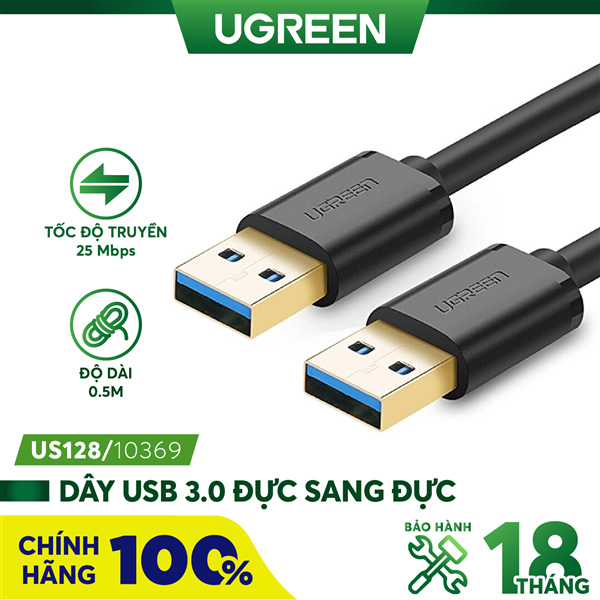 Cáp USB 3.0 hai đầu đực dài 0,5M Ugreen 10369