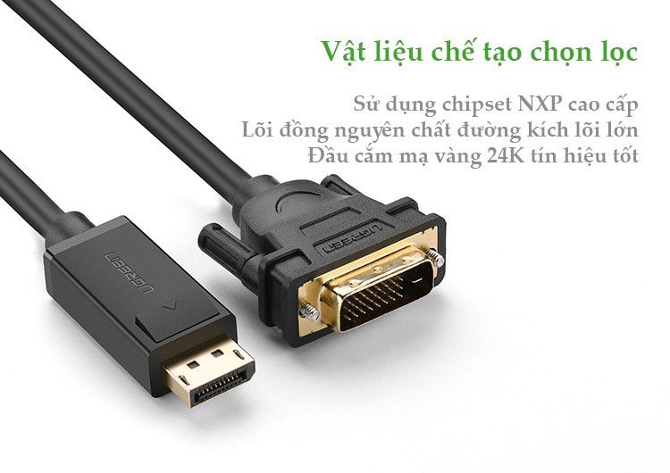 Cáp Displayport to DVI 24+1 dài 2m chính hãng Ugreen 10221