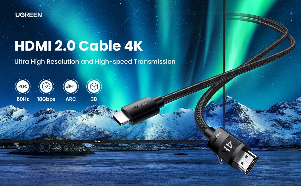 Cáp HDMI 2.0 bện nylon dài 25m chính hãng Ugreen 40107