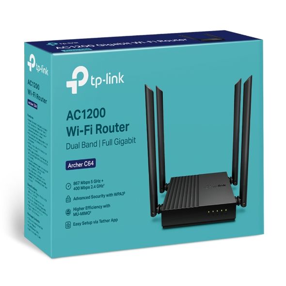 Bộ Phát Wifi TP-Link Archer C64 Băng Tần Kép Chuẩn AC1200