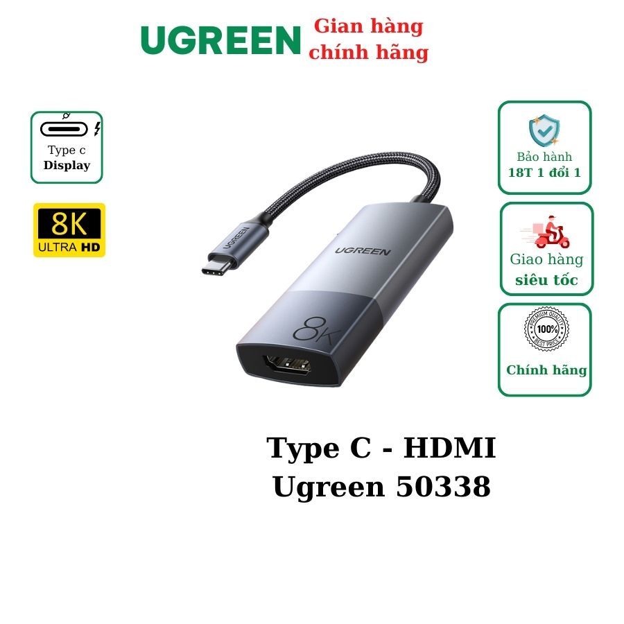 Cáp USB-C to HDMI 2.1 8K@60Hz Ugreen 50338